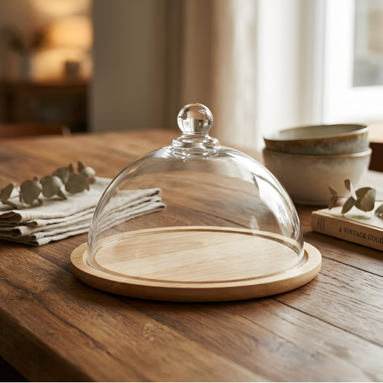 Cake Serving Platter with Glass Lid